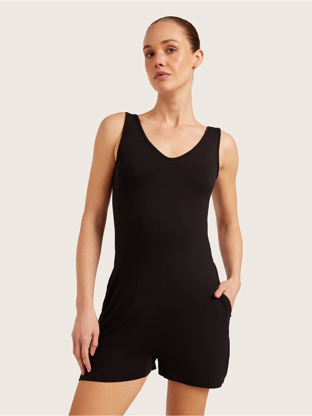 BOODY Short Romper In Midweight Bamboo Jersey Fabric